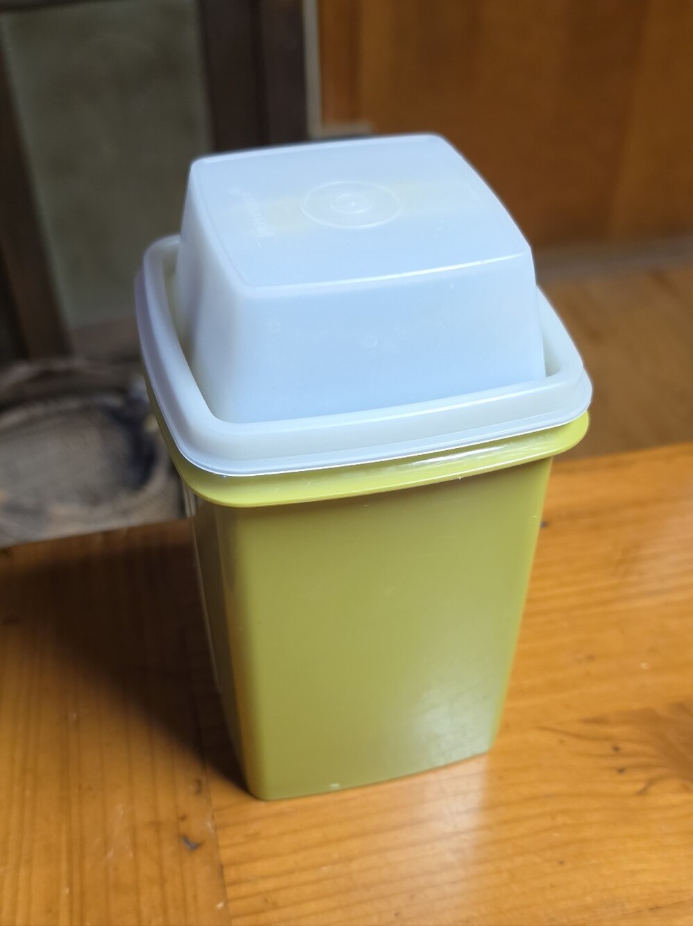 Tupperware Olive Green Storage Container with White Lid